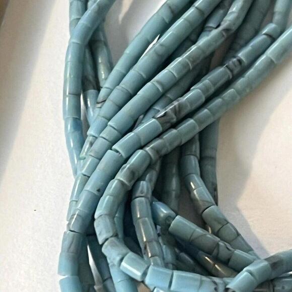 Blue Green Magnesite Turquoise Beads 13” Necklace - Picture 1 of 10